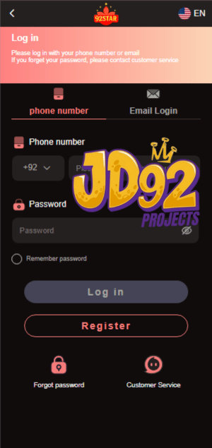 92Star Login Page