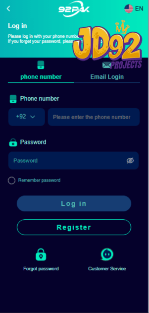 92 Pak Login Page