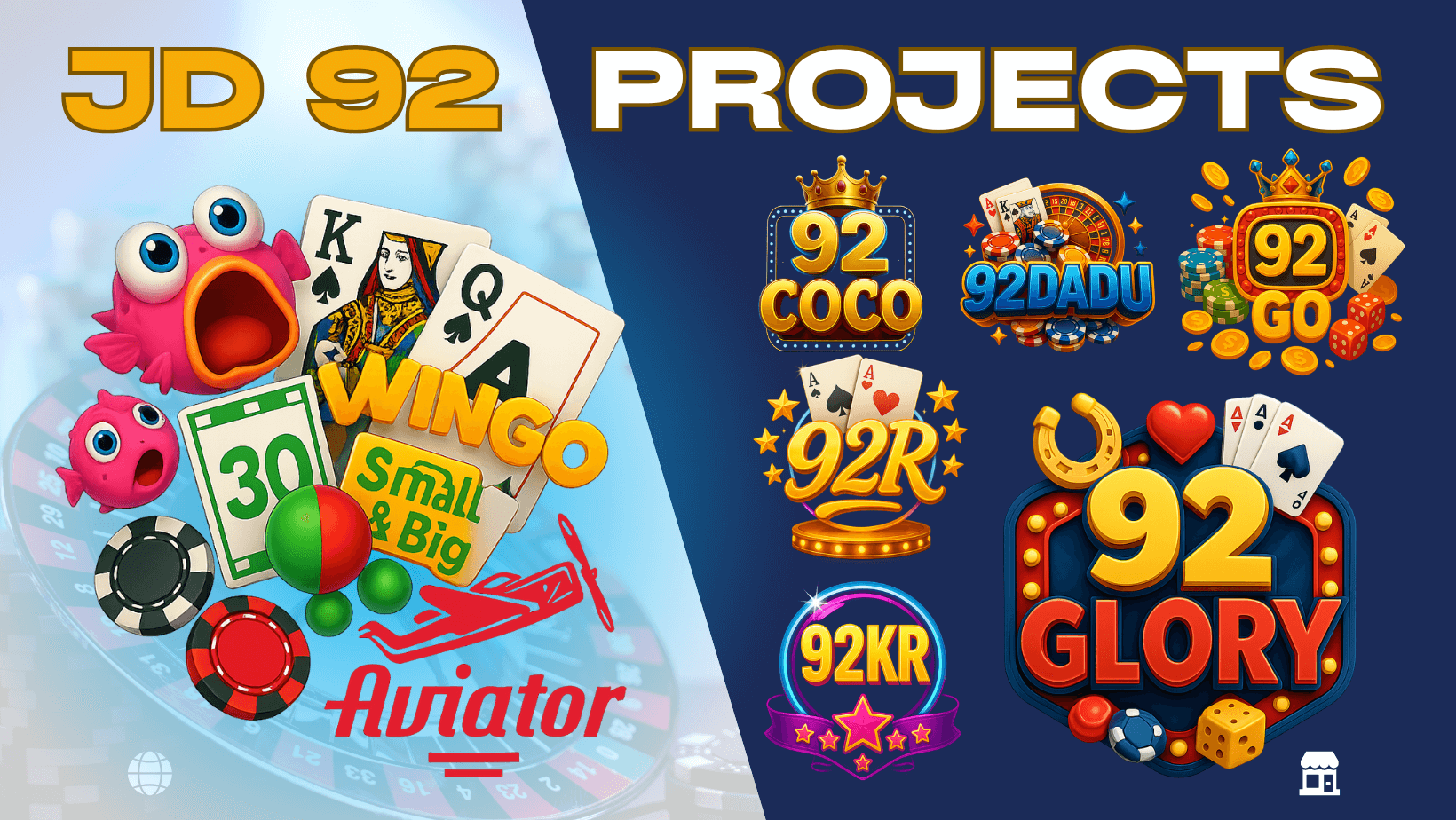 JD92 Projects informational page for digital online games.