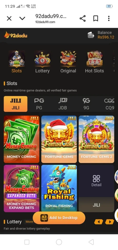 92 dadu casino gaming category list
